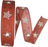 GOLDINA Christmas ribbon WHITE STARS red 9451 - Ribbon