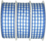 GOLDINA Set of 3 taffeta ribbons Vichy Karo blue 25 mm × 3 m - Ribbon