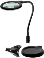 Goobay Stolní lampa s lupou, 100 mm, 3 dioprie, LED osvětlení 6 W, klip a stojánek, černá - Stolní lampa