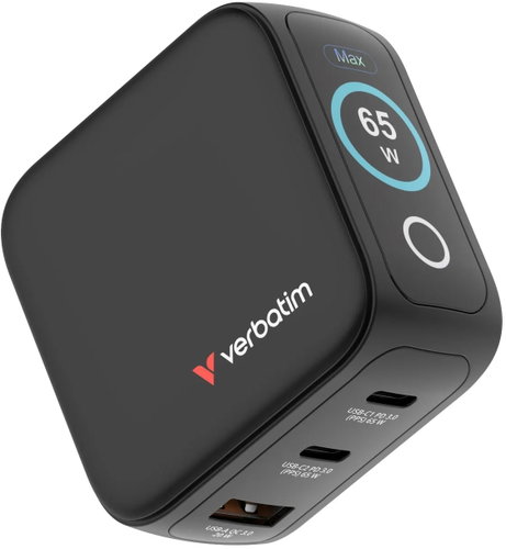 VERBATIM GaN-65D GaN nabíječka 65W s displejem - Wall Charger - Main image