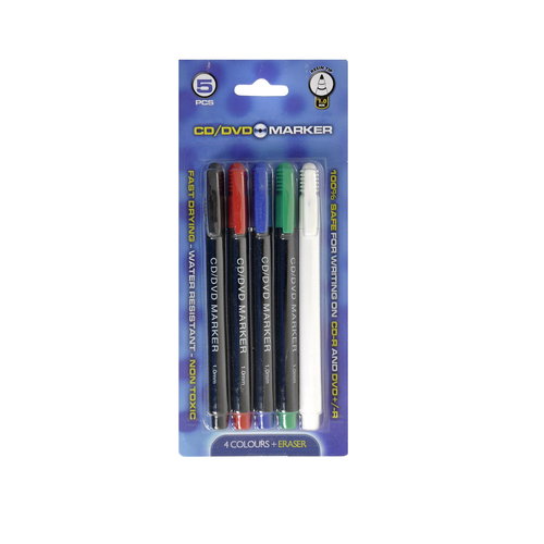 QCP Popisovač na CD / DVD 1,0mm, 4 barvy + zmizík (černá, modrá, červená, zelená) - Marker - Hauptbild