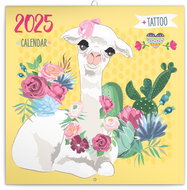 Notique Grid calendar Happy Llamas 2025, 30 × 30 cm - Wall Calendar