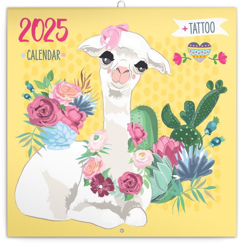 Notique Grid calendar Happy Llamas 2025, 30 × 30 cm - Wall Calendar - Main image