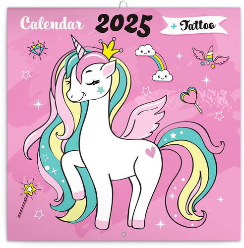 Notique Grid calendar Happy Unicorns 2025, 30 × 30 cm - Wall Calendar - Main image