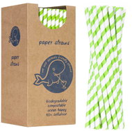 GSG24 Organic paper straws 6 / 205 mm, white and green, 250 pcs - Straw