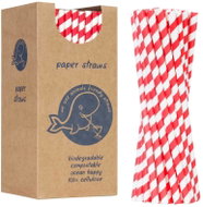 GSG24 Organic paper straws 8 / 205 mm thick, white and red, 160 pcs - Straw