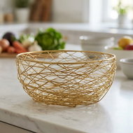 Style Point Metal wire basket 26,5 cm, gold - Small Basket