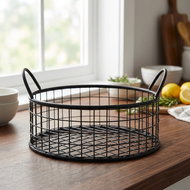 Gastro Basket metal, black, height 121 mm, diameter 200 mm - Bread Basket