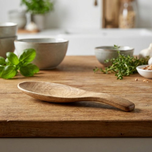 seraX Oval spoon, acacia, 4 × - Spoon - Main image