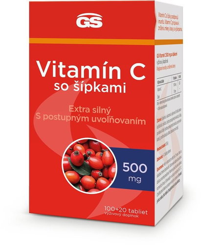 GS Vitamín C 500 so šípkami, 100 + 20 tabliet - Vitamín C - Hlavný obrázok