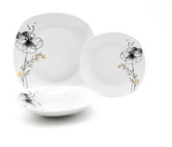 HOME ELEMENTS Porcelain plate set, 18 pieces, Black Poppy - Dish Set