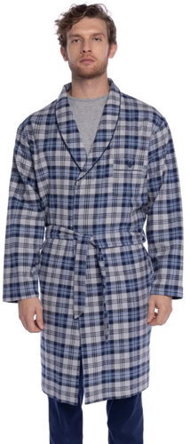 GUASCH Men's flannel bathrobe LUCAS, dark blue, XL - Bathrobe - Main image