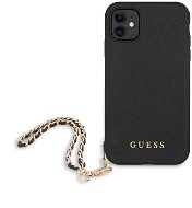 Guess PU Saffiano Gold Chain for Apple iPhone 11 Black - Phone Cover