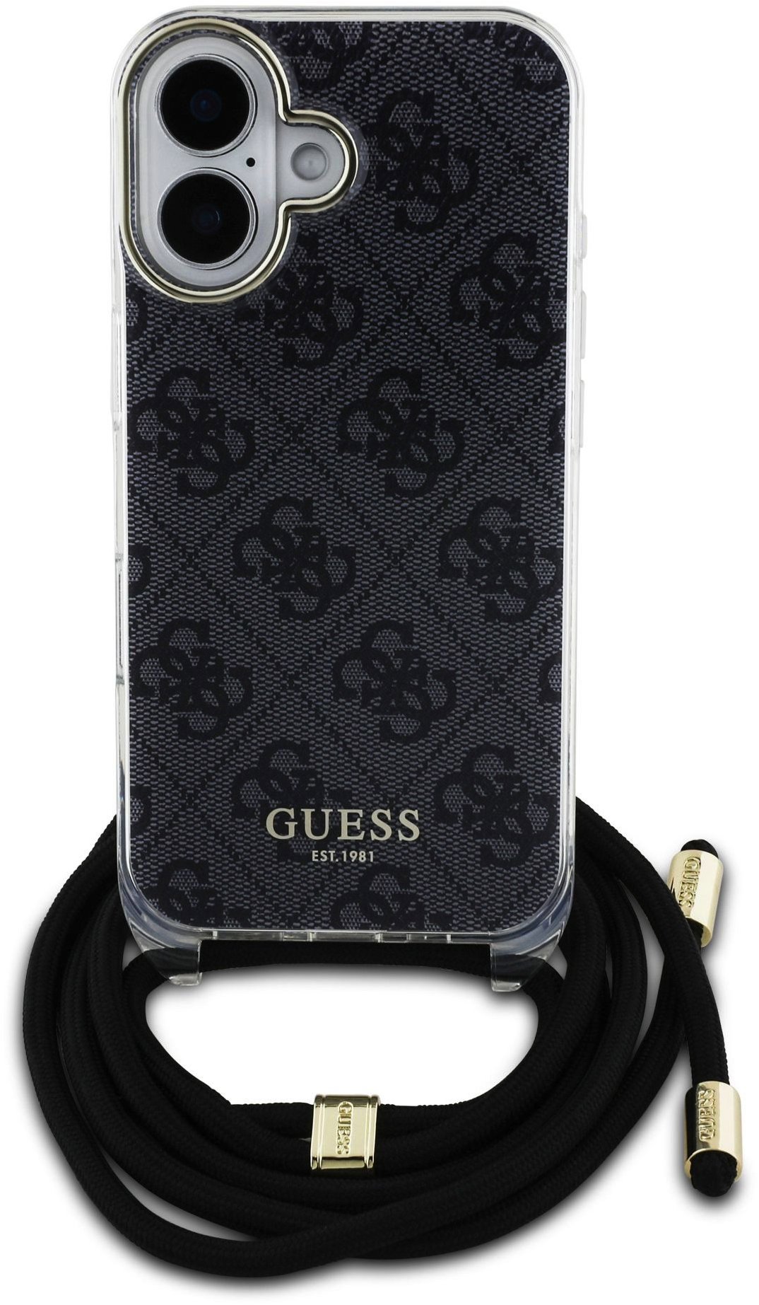 Guess IML 4G Printed Crossbody iPhone 16 fekete keresztpántos tok