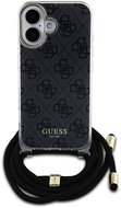 Guess IML 4G Printed Crossbody Strap Back Cover for iPhone 16 Black - Phone Cover