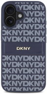 DKNY PU Leather Repeat Pattern Tonal Stripe Back Cover for iPhone 16 Blue - Phone Cover