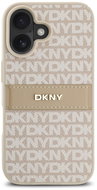 DKNY PU Leather Repeat Pattern Tonal Stripe Back Cover for iPhone 16 Pink - Phone Cover