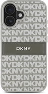 DKNY PU Leather Repeat Pattern Tonal Stripe Back Cover for iPhone 16 Beige - Phone Cover