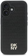 DKNY PU Leather Repeat Pattern Stack Logo MagSafe Back Cover for iPhone 16 Black - Phone Cover