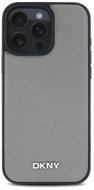 DKNY PU Leather Silver Metal Logo Magsafe Back Cover for iPhone 16 Pro Max Grey - Phone Cover