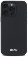 DKNY Silver Metal Logo iPhone 16 Pro fekete PU bőr Magsafe tok - Telefon tok