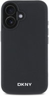 DKNY PU Leather Silver Metal Logo Magsafe Back Cover for iPhone 16 Black - Phone Cover