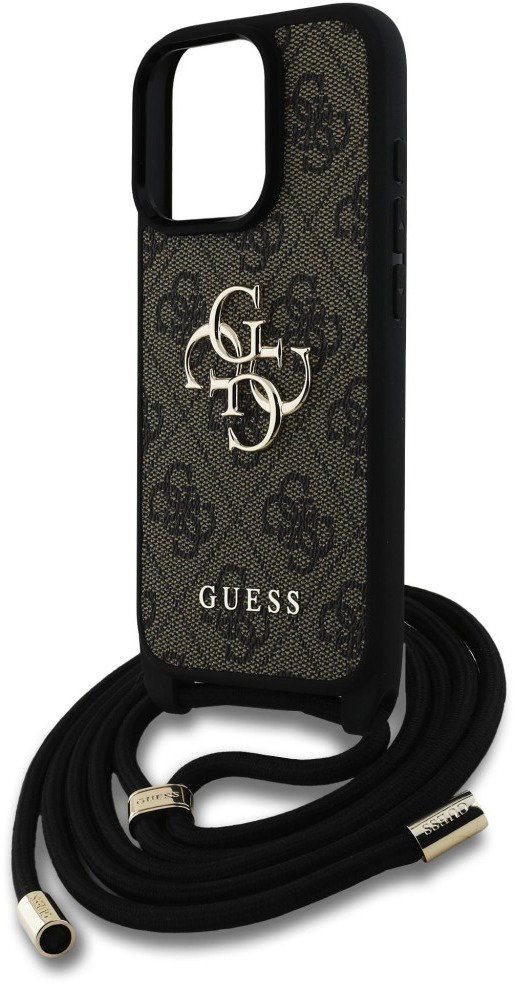 Guess PU 4G Metal Logo Crossbody iPhone 16 Pro barna keresztpántos tok