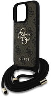 Guess PU 4G Metal Logo Crossbody Strap Back Cover for iPhone 16 Pro Brown - Phone Cover