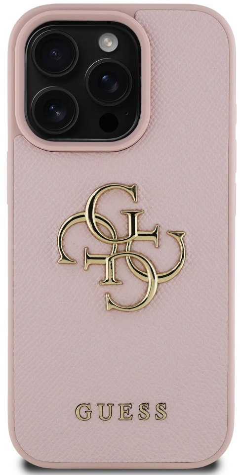 Guess PU Grained 4G Metal Logo iPhone 16 Pro Max rózsaszín tok