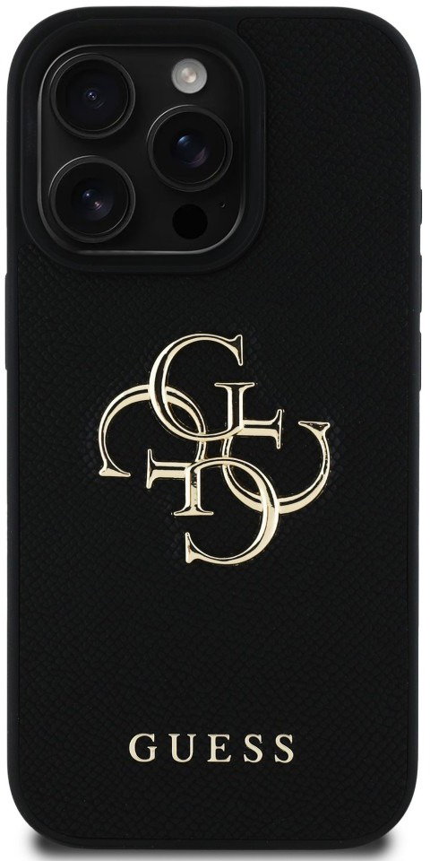 Guess PU Grained 4G Metal Logo iPhone 16 Pro Max fekete tok