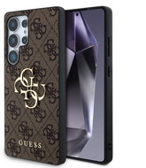 Guess PU 4G Metal Logo Back Cover for Samsung Galaxy S25 Ultra Brown - Phone Cover