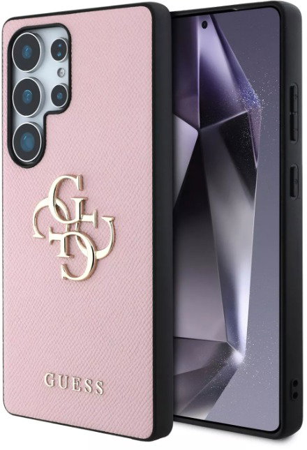 Guess PU 4G Metal Logo Samsung Galaxy S25 Ultra rózsaszín tok
