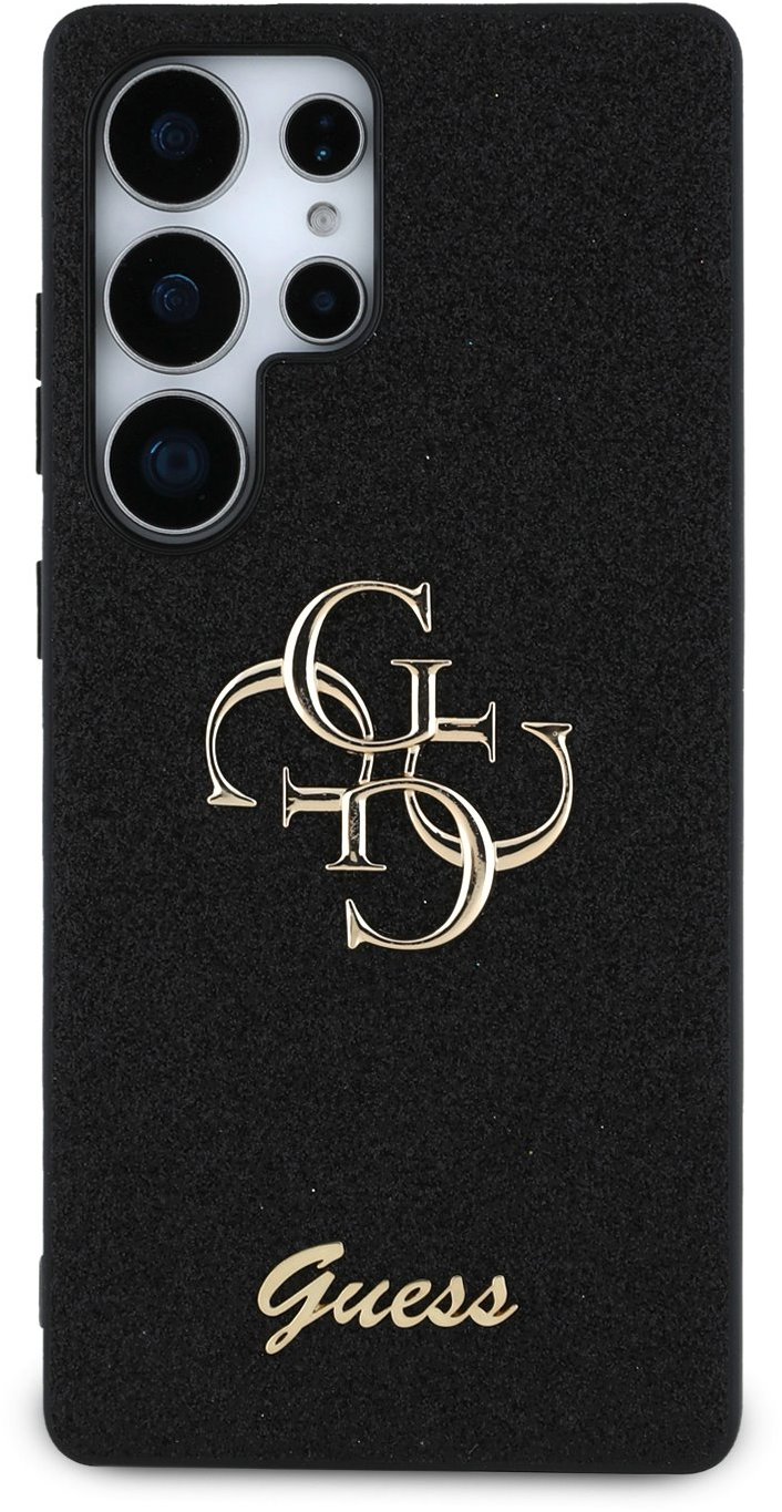 Guess PU Fixed Glitter 4G Metal Logo Samsung Galaxy S25 Ultra fekete tok
