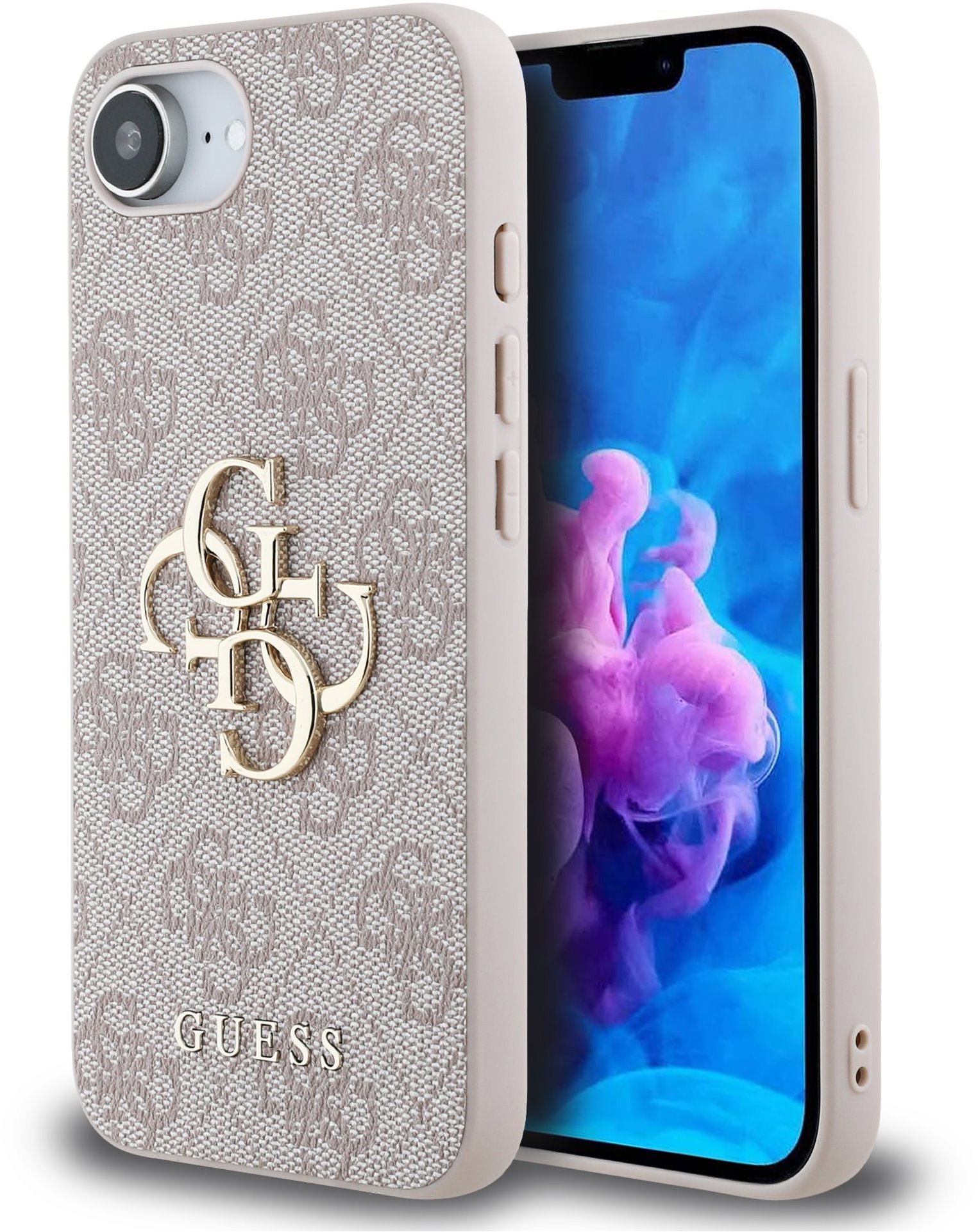 Guess PU 4G Metal Logo iPhone 16e rózsaszín tok