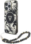 Guess IML Palm Trees Triangle Logo Pearl Strap MagSafe Back Cover for iPhone 16 Pro Black - Phone Cover