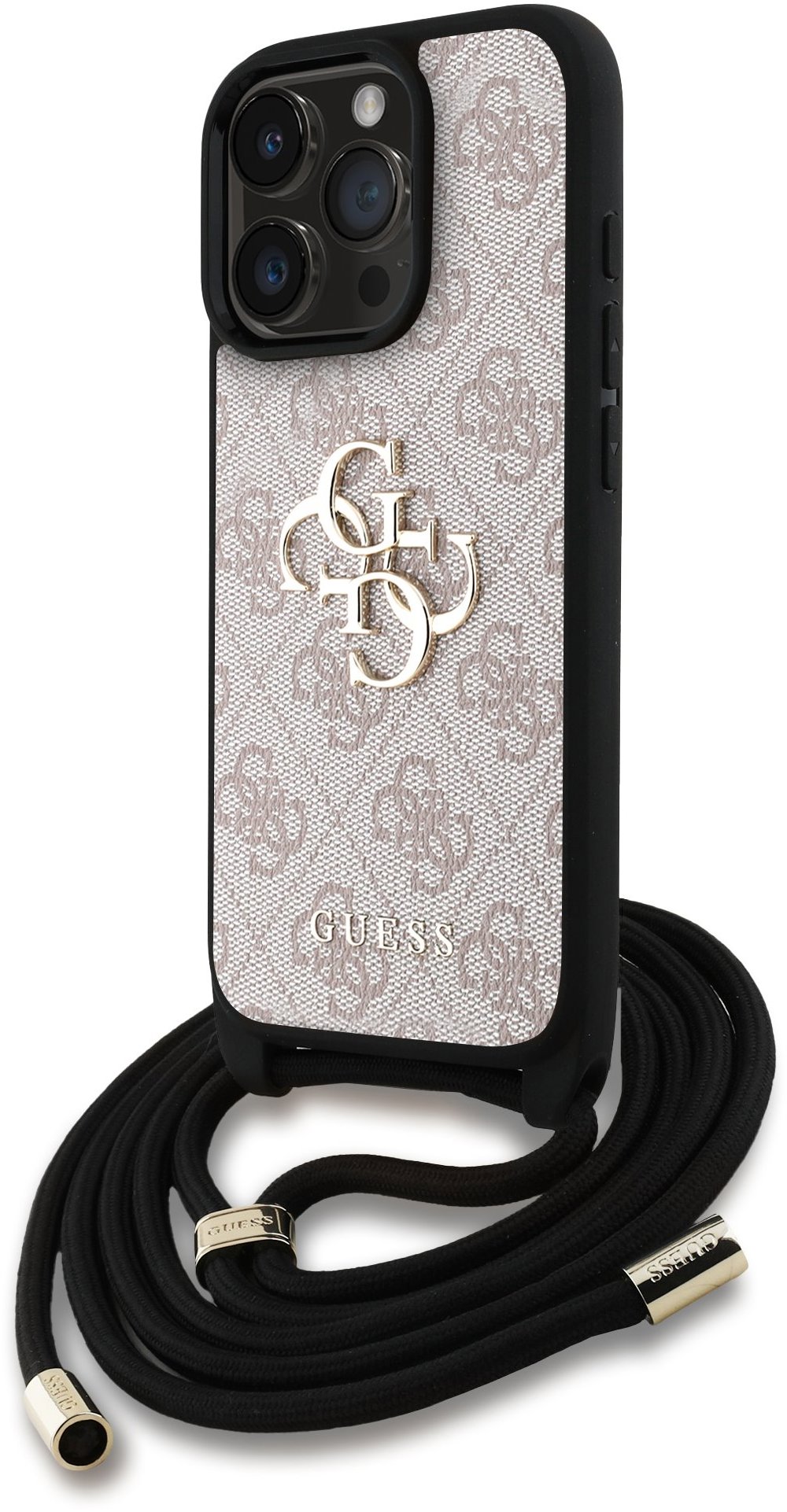 Guess PU 4G Metal Logo Crossbody iPhone 16 Pro Max rózsaszín
