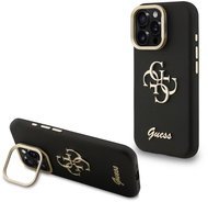 Guess PU Grained 4G Logo Stand Camera Frame Zadní Kryt pro iPhone 15 Pro Max Black - Kryt na mobil