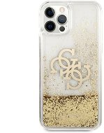 Guess TPU Big 4G Liquid Glitter Gold Apple iPhone 12 Pro Max Transparent tok - Telefon tok