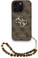 Guess PU 4G Metal Logo Strap Back Cover for iPhone 16 Pro Brown - Phone Cover