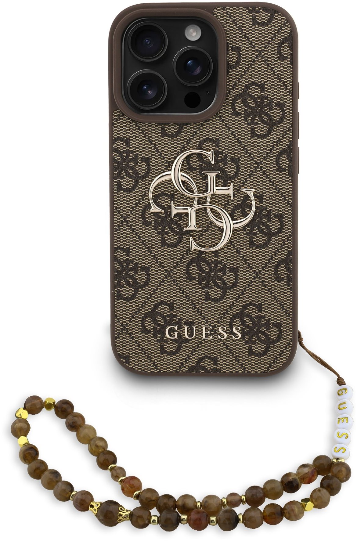 Guess PU 4G Metal Logo Strap iPhone 16 Pro Max Brown tok