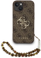Guess PU 4G Metal Logo Strap Back Cover for iPhone 15 Brown - Phone Cover