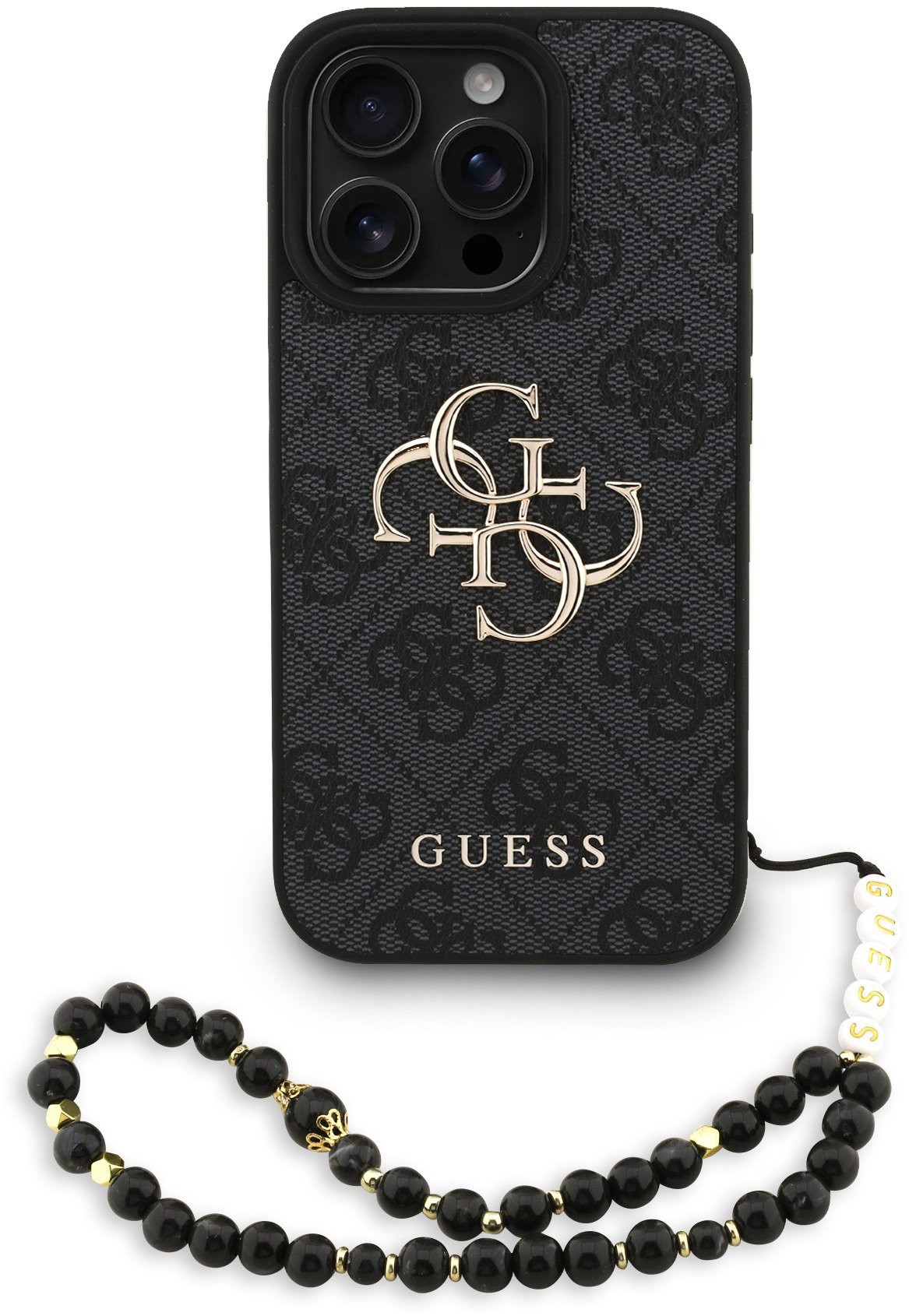Guess PU 4G Metal Logo Strap iPhone 16 Pro Black tok