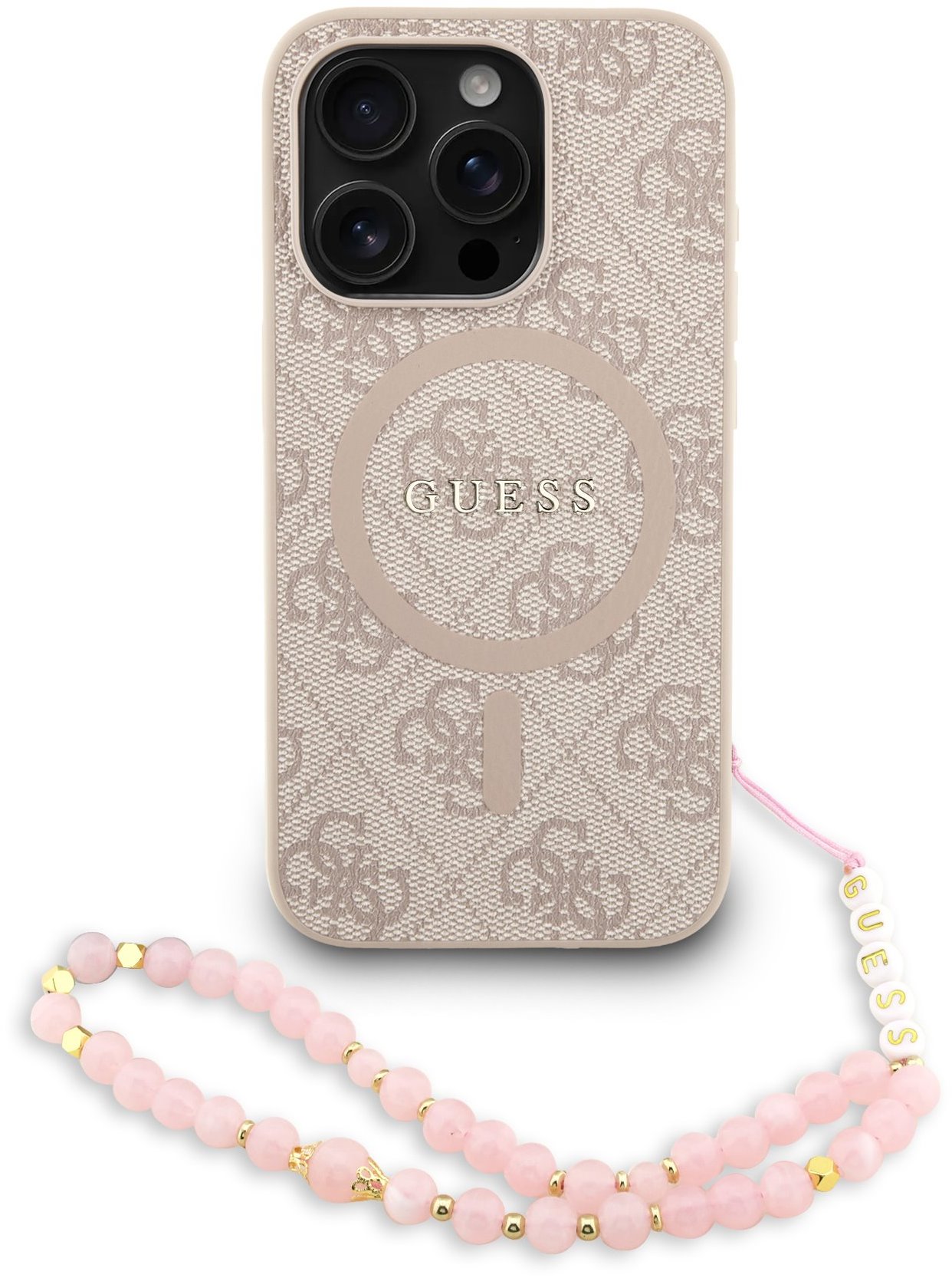 Guess PU Leather 4G Colored Ring Strap MagSafe iPhone 15 Pro Max Pink tok
