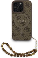 Guess PU Leather 4G coloured Ring Strap MagSafe Back Cover for iPhone 16 Pro Brown - Phone Cover