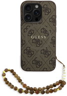 Guess PU Leather 4G coloured Ring Strap MagSafe Back Cover for iPhone 15 Pro Brown - Phone Cover