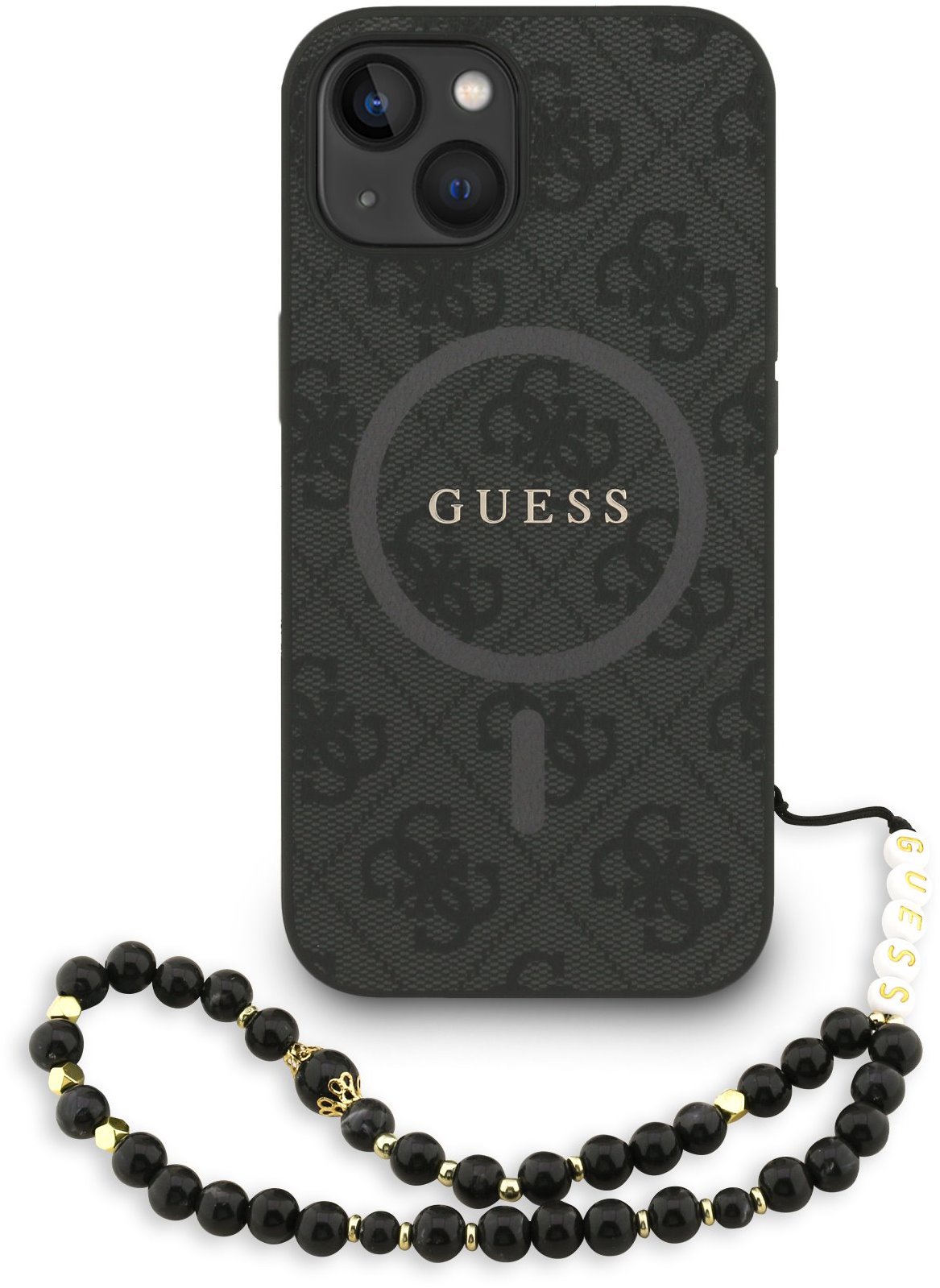 Guess PU Leather 4G Colored Ring Strap MagSafe iPhone 13 Black tok