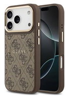 Guess PU Leather 4G Gold Frame MagSafe Back Cover for iPhone 17 Pro Brown - Phone Cover