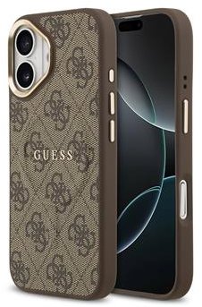 Guess PU Leather 4G Gold Frame iPhone 17 barna MagSafe tok