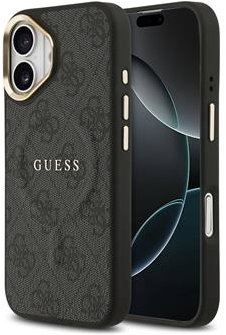 Guess PU Leather 4G Gold Frame iPhone 17 fekete MagSafe tok