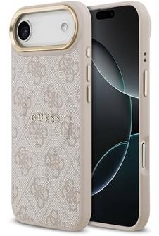 Guess PU Leather 4G Gold Frame iPhone Air rózsaszín MagSafe tok